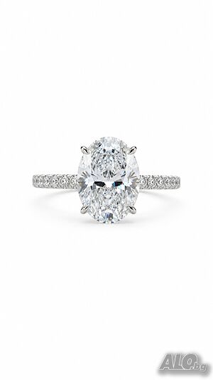 Пръстен с Диамант 3 ct Бяло Злато 14 kt и IGI Сертификат