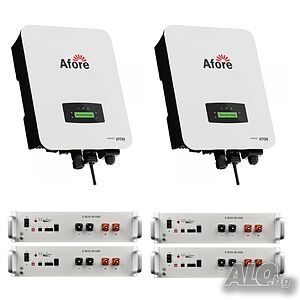 UPS система 20.48 kwh LifePo4 + 2 бр. хибриден инвертор Afore 6 kW - 2 MPPT