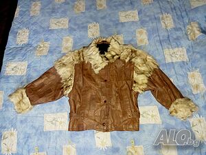 Българско палто от естествена кожа и бяла лисица