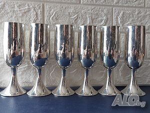 Прекрасни шест броя сребърни чаши за вино, сребро 800