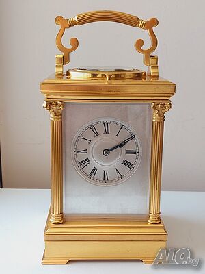 Френски бронзов каретен часовник-French Carriage Clock with Repeater/14 days