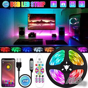 LED лента, светлини 5V с USB за стая, за телевизор, лаптоп, бар, музика декорация, лампа, осветление