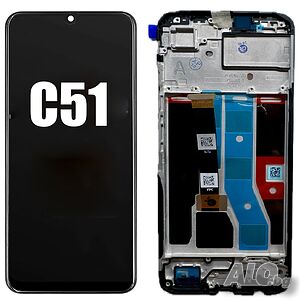 Дисплей за Realme C51, 6.74’’, тъч скрийн, с рамка, екран, Realme C51, тъчскрийн, C51, RMX3830, OPPO