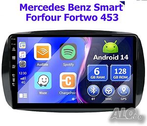 Мултимедия, за Mercedes Benz Smart Forfour Fortwo, 2015-2019, Навигация, с Android, плеър, двоен дин