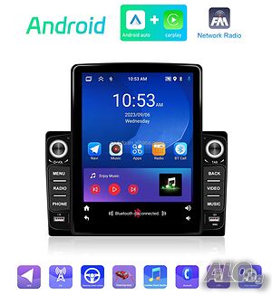 Мултимедия, Android, Тесла стил, Навигация за кола, за автомобил, Tesla, вертикална, Carplay, auto