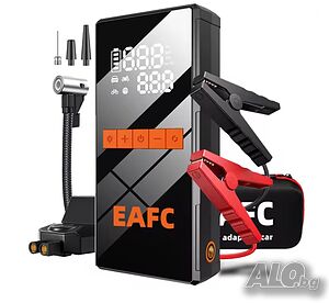 ДЖЪМП СТАРТЕР 4в1 + КОМПРЕСОР за гуми, за кола, автомобил, Jump Starter, 8000-10000mAh, Power Bank