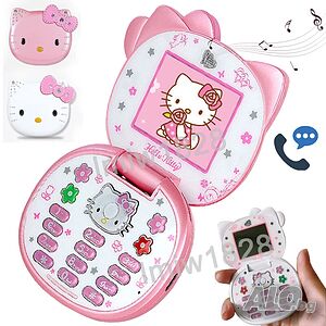 Hello Kitty Розов Телефон за Момиче, Камера, Подарък, с локация, детски телефон с капаче, за дете