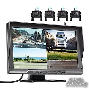 Безжични камери с монитор, паркиране, за камион, заден ход, DVR запис, тир, автобус, задно виждане