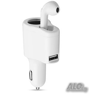 Ново! Бързо зарядно за автомобил за кола блутут bluetooth безжична слушалка и USB. Безжични слушалки