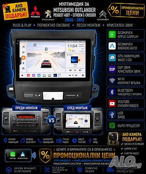 Мултимедия за Mitsubishi Outlander, Peugeot 4007 Citroen C‑Crosser, Amdroid Навигация, Waze, Carplay