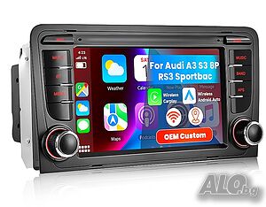 Мултимедия Двоен дин за Audi A3 S3 8P RS3 Андроид 2 Дин навигация плеър Android Ауди А3 2DIN 2003-12