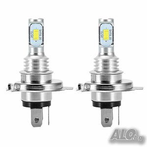 H4 ЛЕД Крушки за автомобил H4 LED Крушка за кола Х4 Без вентилатор, Бяла светлина. ХАШ 4, H4, H7