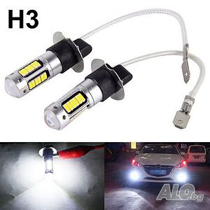 H3 ЛЕД Крушки за автомобил H3 LED Крушка за кола Х3 Без вентилатор, Бяла светлина ХАШ 3, H3 светлини