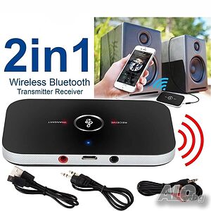Bluetooth приемник, предавател, ресийвър, трансмитер AUX, жак, RCA, безжичен, аудио, адаптер, музика