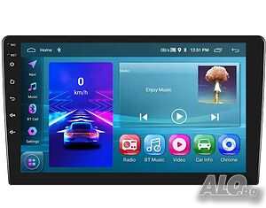 Мултимедия, за кола, автомобил, плеър, 2 дин, Android Auto, Car play навигация, универсална 10” 2din