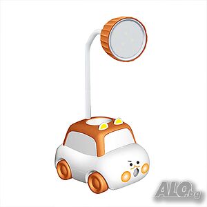 Детска нощна LED лампа презареждаема, с акумулаторна батерия, с острилка, количка за момче, за бюро