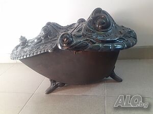 Голям стар бароков емайлиран мангал печка чугун