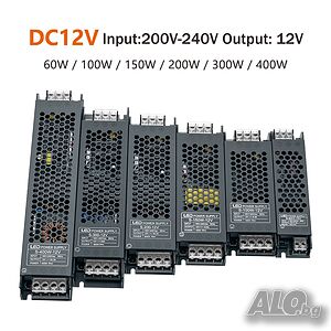 Захранване за LED лента 12VDC, 60W, 5А, Метален тънък корпус + други