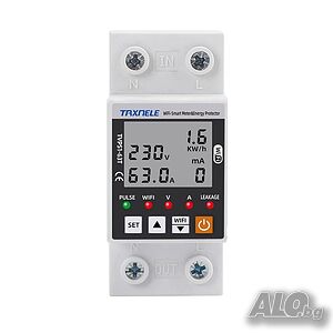 WIFI Смарт електромер с множество защити Tuya Smart Life, TVPS1-63T