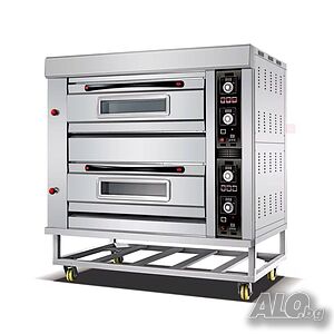 Електрическа двуетажна пекарна фурна за 4 тави 60×40 - трифазен модел 13.2 kW