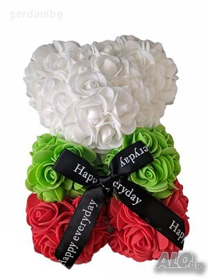 Мече от рози Gerdani BG Rose Bear, 25см, Флаг