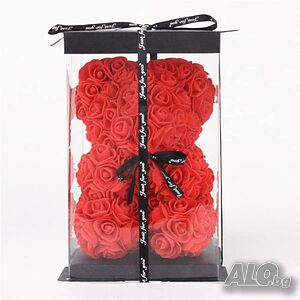 Rose Bear Мече от рози червено, 25см