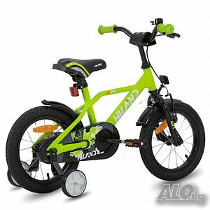 Детски велосипед Hiland, 14”, 3+, Зелен/черен
