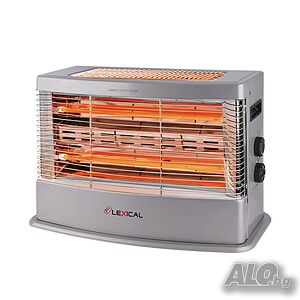 Кварцова печка Lexical, 2400W, 50см, 4 нагревателя, Сив