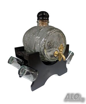 Стъклено буре на стойка с 4 чаши Gerdani BG, 1200мл, Q21
