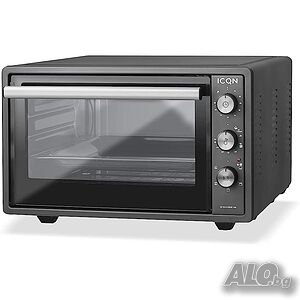 Електрическа фурна ICQN, 2000W, 60л, 61x38x42см, Черен мат