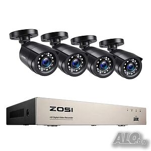 Система за видеонаблюдение, Zosi, 2T, 1080P, H.265+, Черен