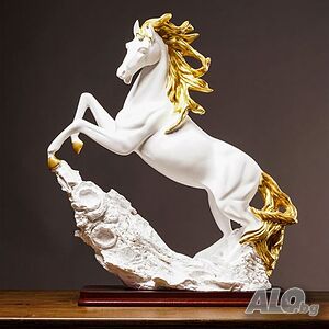 Декоративна фигура Gerdani BG, статуетка, кон, 40см, Бял