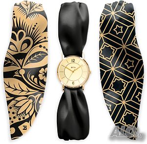 Часовник Bill’s Watches Trend Водоустойчив, 3 сатенени шалчета, Dark Gold