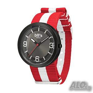 Часовник Bill’s Watches Addict Водоустойчив, Текстилна каишка, Red / White, Червен Бял