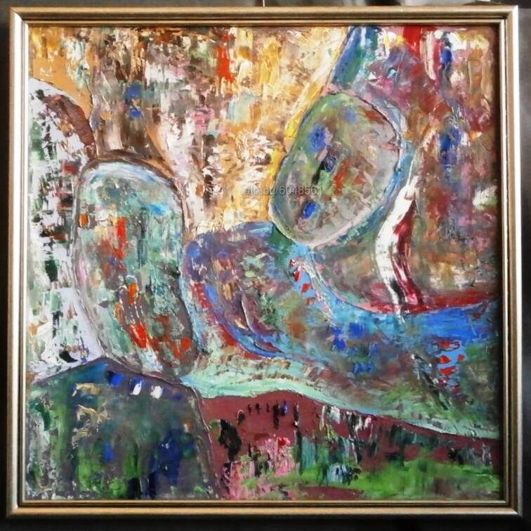 Абстрактна картина Картина с маслени бои 42 cm 42 cm Платно (канава ...