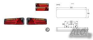 К-т LED Стопове с Динамичен Мигач, 12V-24V, МAN, DAF, SCANIA, Mercedes, Volvo, Iveco