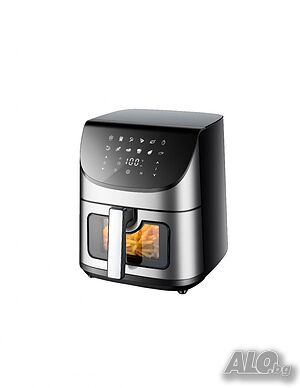 Фритюрник, 1700W, 7л., Горещ въздух, Таймер, до 200°C, с видим прозорец, Черен