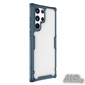 Samsung Galaxy S22 Ultra Nillkin Nature TPU Pro Case - хибриден удароустойчив кейс (син)