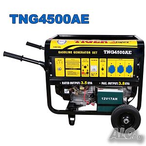 РАЗПРОДАЖБА! Монофазен бензинов генератор Tiger, 3800W, 25L, ел. стартер, с колела