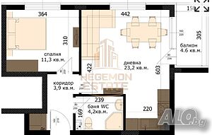 Двустаен апартамент 64 кв.м Тухла 2029 г. 3 етаж Непоследен