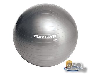 Нова топка Tunturi 75 см с помпа за фитнес, йога, пилатес. Сива, сребриста