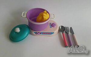 Детски Комплект Котлон, тенджера и прибори за кукли