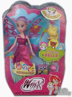 Кукла Уинкс с лилава коса и с домашен любимец Winx