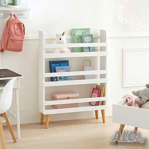 Детска етажерка за играчки и книги, дървена / Детска библиотека за книги