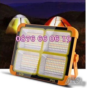 LED соларен прожектор 100W, LED Соларна къмпинг лампа 100W, размер 175х155 мм