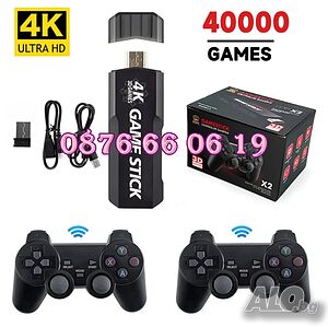 Безжична ретро конзола с 40 000+ игри, Два безжични джойстика, 4K HD, телевизионна игра