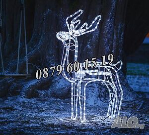 Коледен елен, голям LED светещ елен, бяла светлина