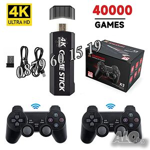 Безжична конзола GD10 Plus, 40 000+ игри, Два безжични джойстика, 4K HD
