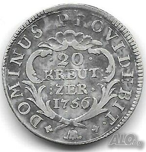 Монета Швейцария 20 Кройцера 1756 г. Кантон Берн