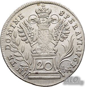 Монета Австрия 20 Кройцера 1763 г Франц I Стефан